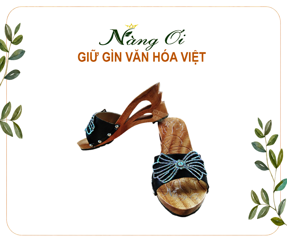 guốc gỗ hai giọt nước chạm tầng tỉ mỉ